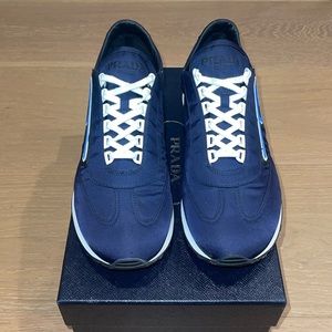 EUC - PRADA Runway Milano 70’s Trainer Nylon Navy Sneakers Sz 8 (PRADA)/ Sz 9US